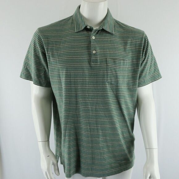 Patagonia Other - Patagonia Polo Shirt Mens Size L Organic Cotton Green Striped‎